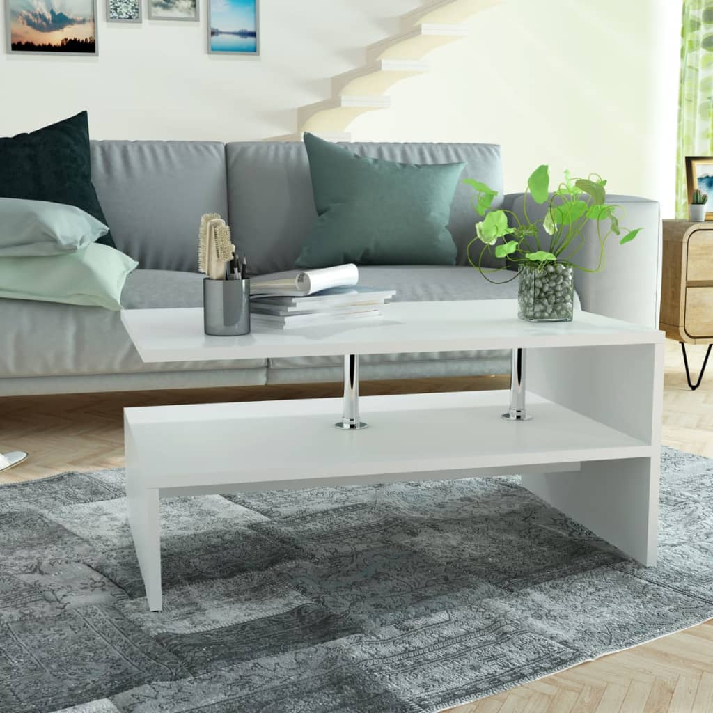Mesa de centro Lisa estante inferior blanco 42x90x59 cm