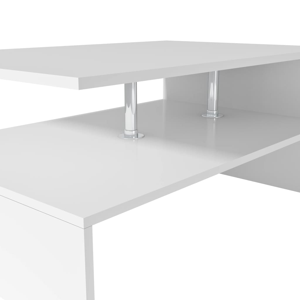 Mesa de centro Lisa estante inferior blanco 42x90x59 cm