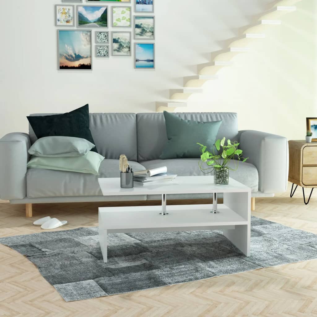 Mesa de centro Lisa estante inferior blanco 42x90x59 cm
