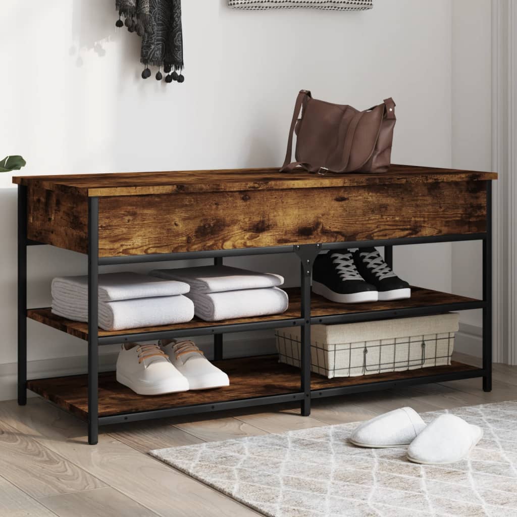 Banco zapatero Urma 2 estantes roble 50x100x42,5 cm