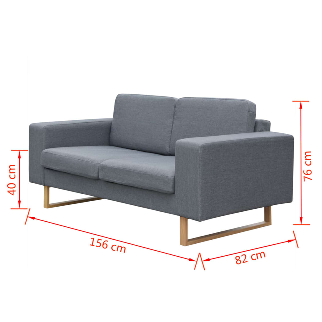 Sofá Pamela 2 plazas tela gris 76x156x82 cm 4