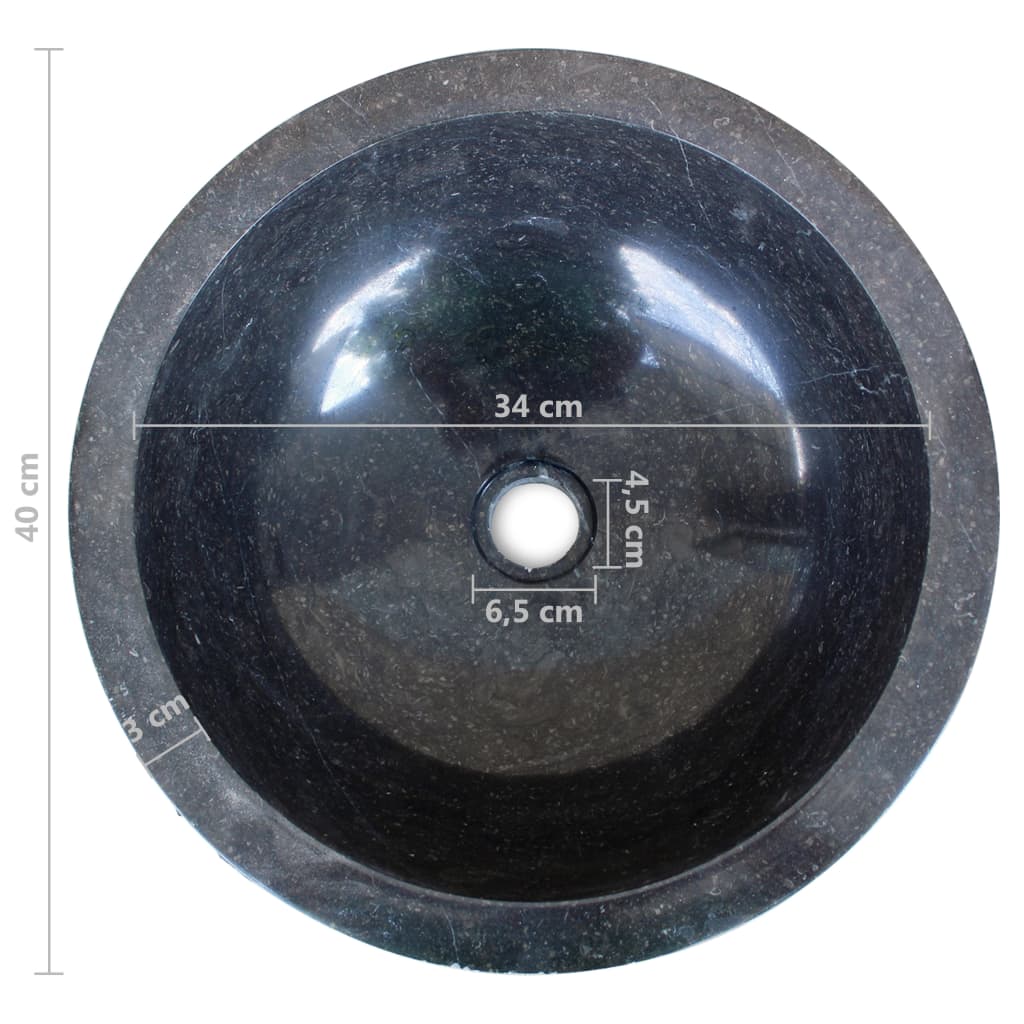 Lavabo Neptuno mármol negro Ø40x15 cm
