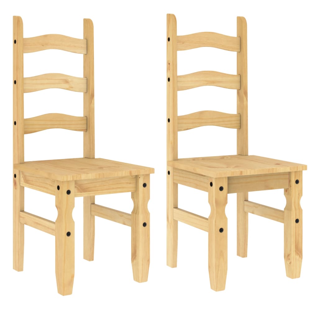 Pack de 2 sillas de comedor Corona madera de pino natural 107x42x47 cm 2