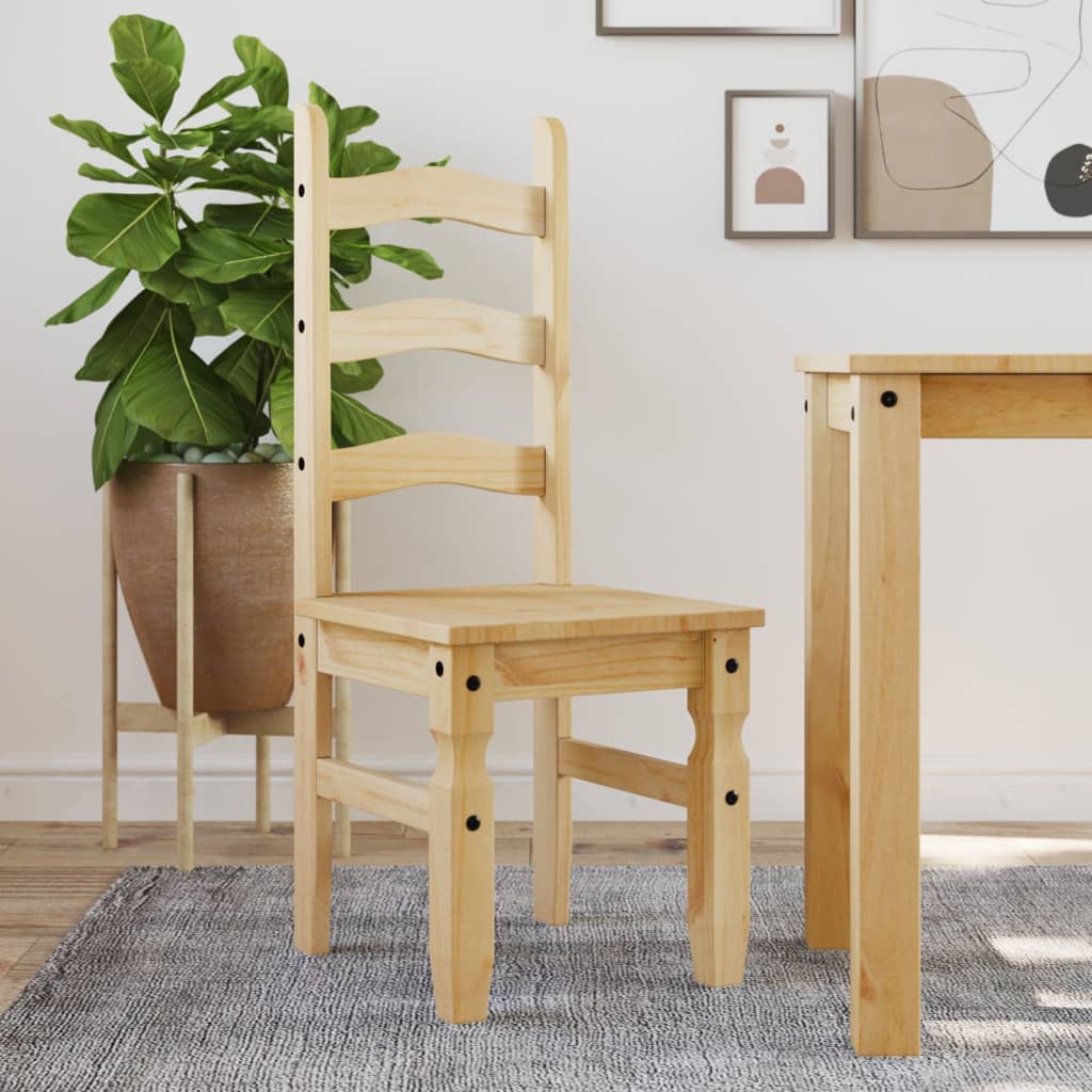 Pack de 2 sillas de comedor Corona madera de pino natural 107x42x47 cm