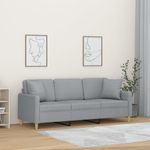 Sofá Costa 3 plazas con cojines gris claro 80x180x77 cm