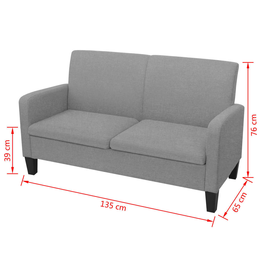 Sofá Anne 2 plazas tela gris 76x135x65 cm 4