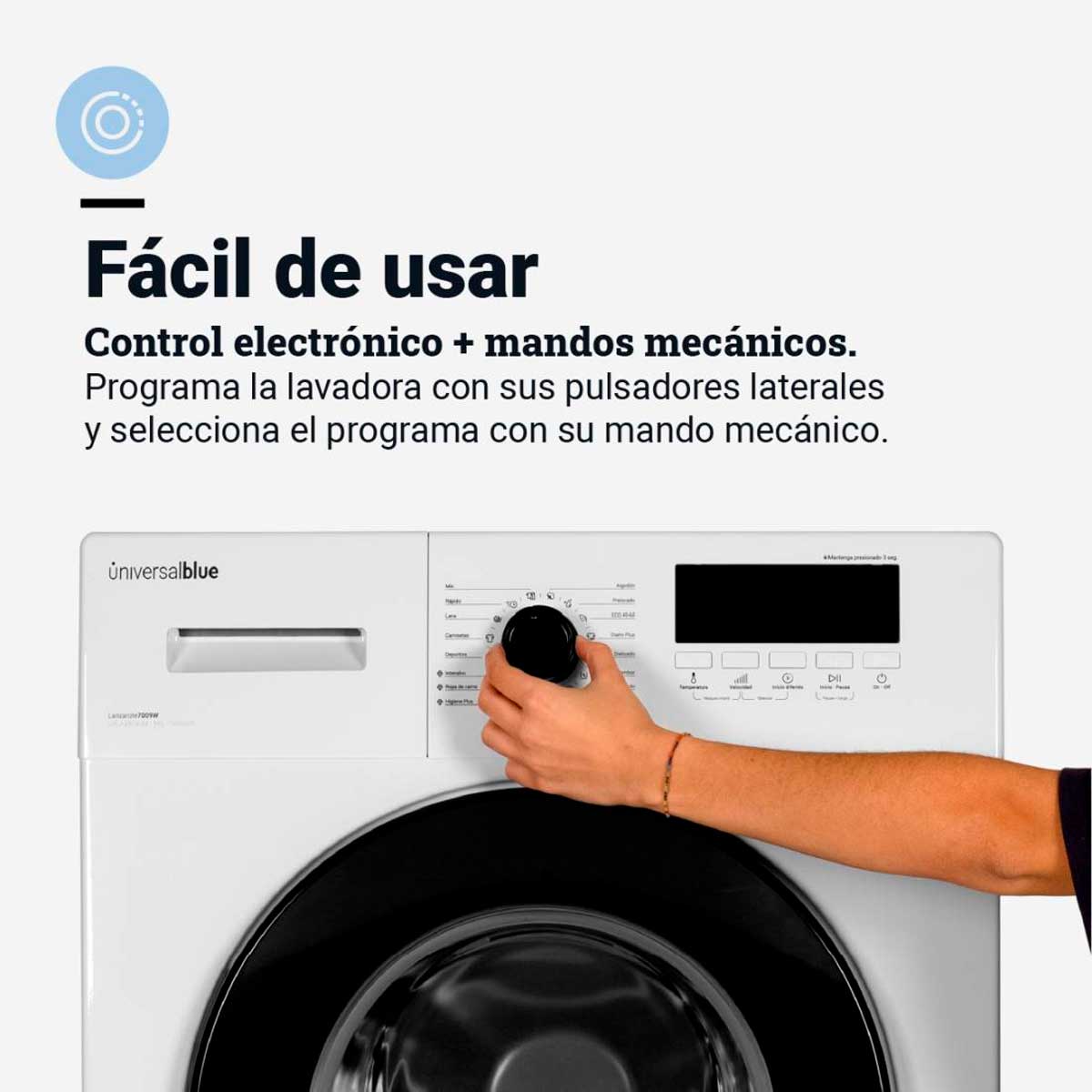 Lavadora Lanzarote 7009W Universal Blue 9kg 1400 rpm 16 programas A blanco 85 cm 3