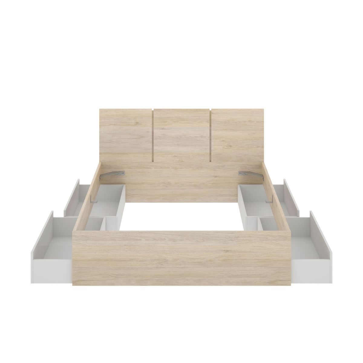 Conjunto-de-dormitorio-Pack-Havana-6-cama---comoda-natural-blanco--cama-frontal