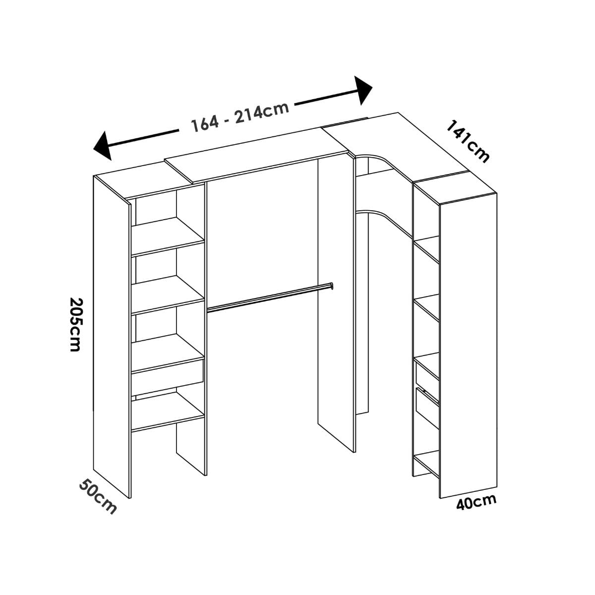 Armario-vestidor-Suit-reversible-3-cajones---3-barras---2-columnas-blanco-205x164-214x141-cm-medidas