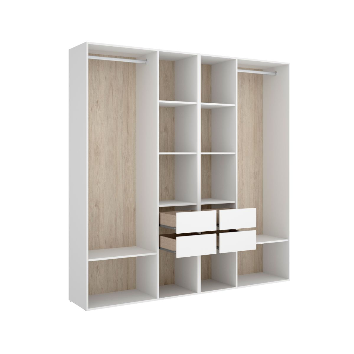 Armario-vestidor-Suit-reversible-4-cajones---2-barras---2-columnas-blanco-natural-205x196x45-cm-reversible
