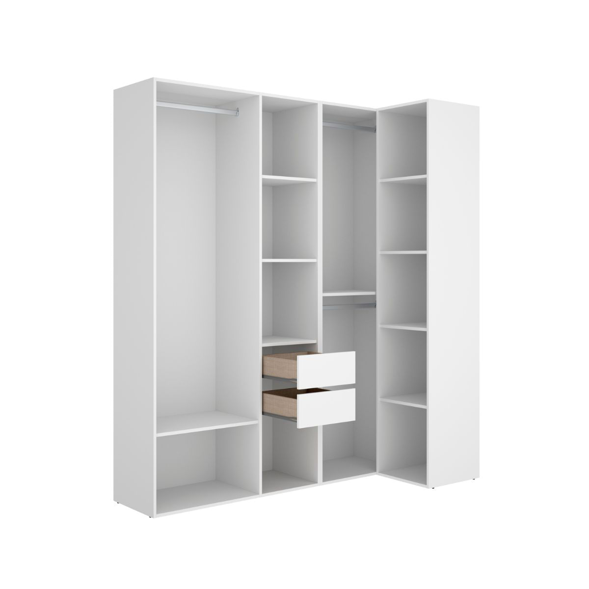 Armario-vestidor-Suit-2-modulos---3-barras---2-cajones-blanco-natural-205x1825x795-cm-fondo-blanco