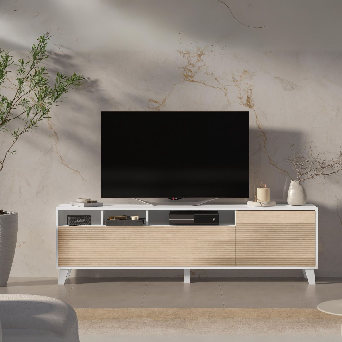 Mueble-de-TV-Alcatraz-2-puertas---compartimento-blanco-natural-42x180x34-cm