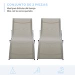 Pack de 2 tumbonas Talasia Outsunny plegables gris 63x165x61 cm