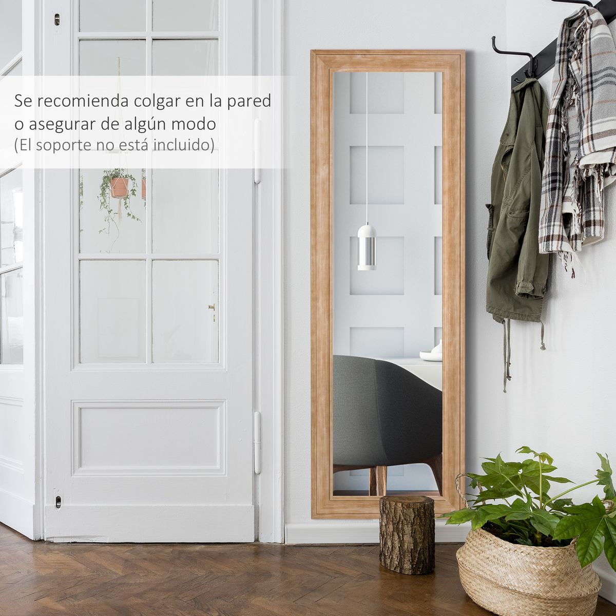 Espejo de pared Enford Homcom natural 163x53,5 cm