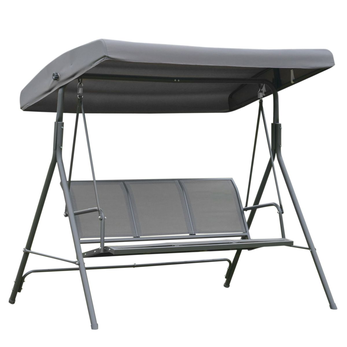 Columpio balancín Torre Outsunny 3 plazas toldo ajustable gris 159x175x118 cm