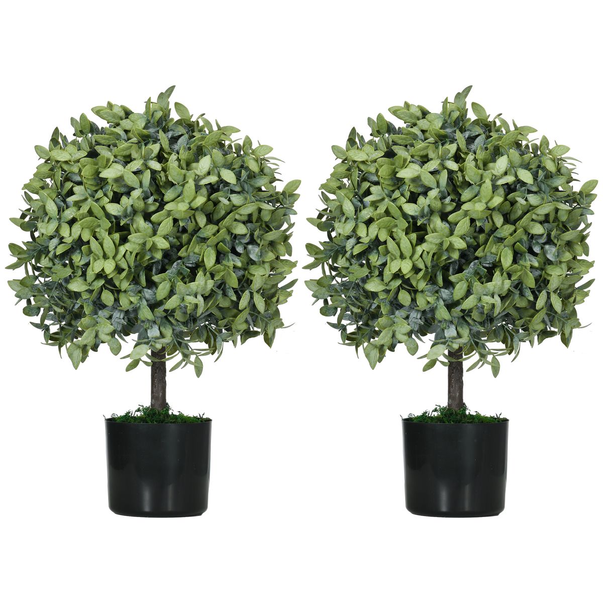 Pack de 2 arboles Overton Homcom imitación árbol de té verde 55 cm