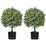 Pack de 2 arboles Overton Homcom imitación árbol de té verde 55 cm