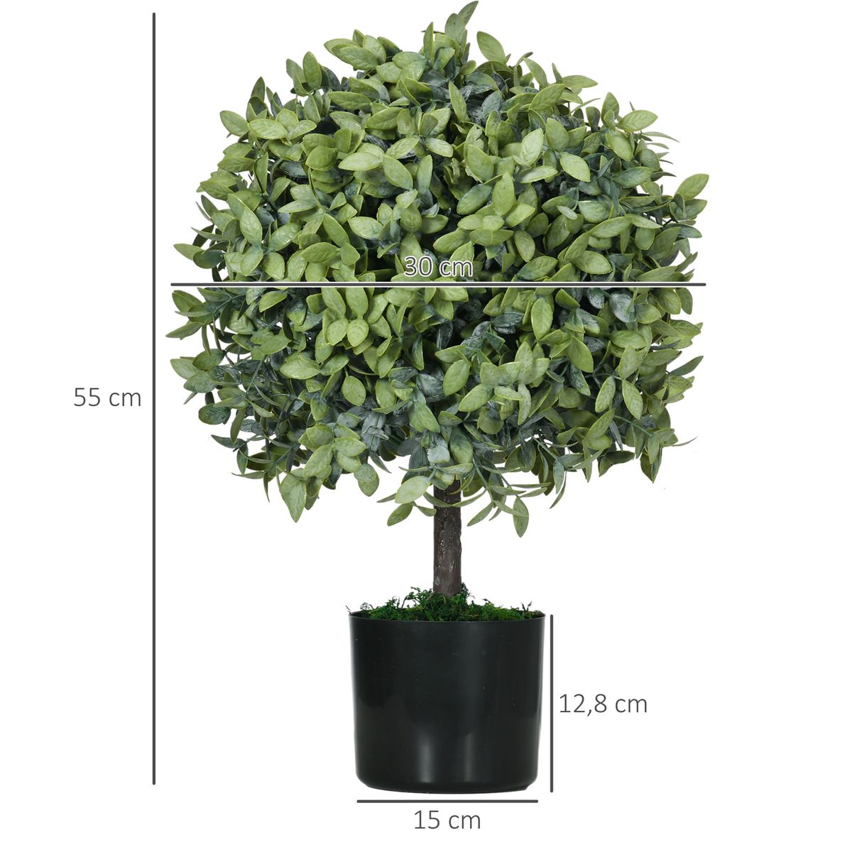 Pack de 2 arboles Overton Homcom imitación árbol de té verde 55 cm