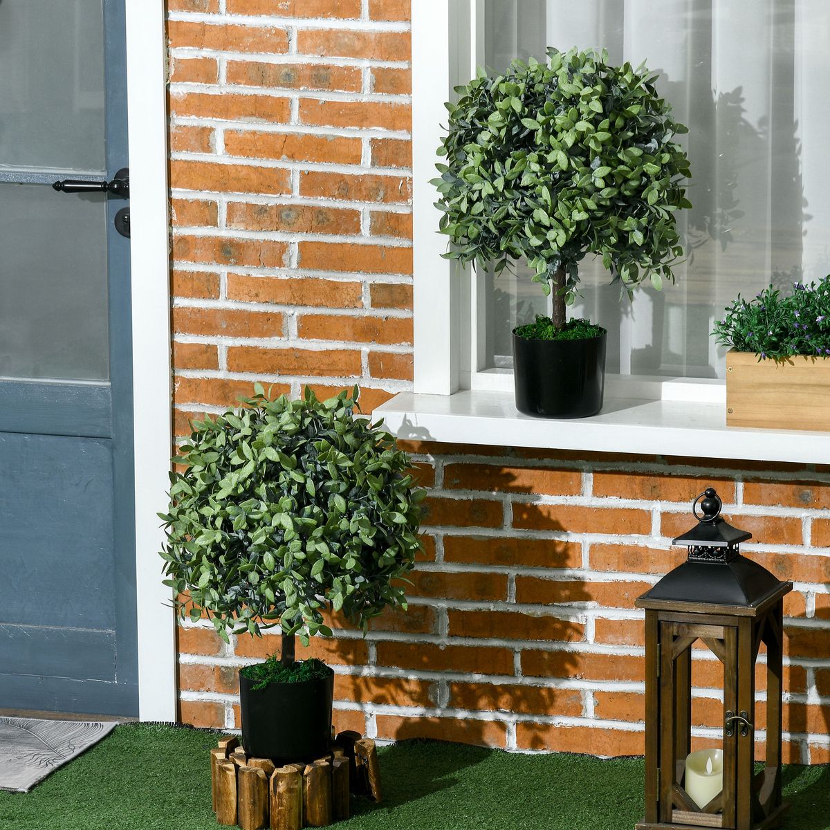 Pack de 2 arboles Overton Homcom imitación árbol de té verde 55 cm