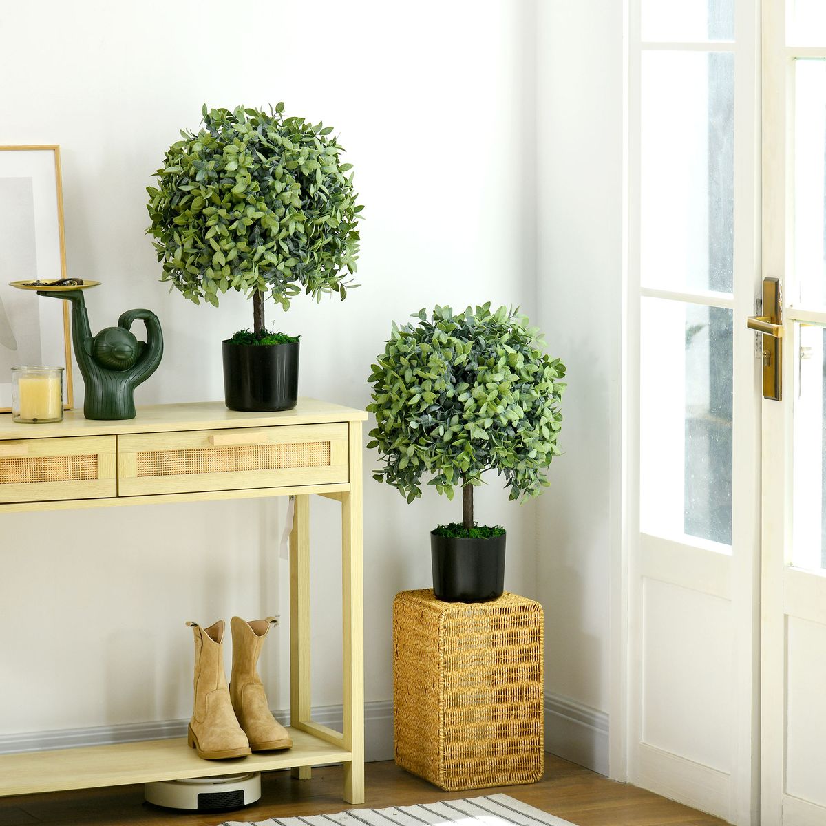 Pack de 2 arboles Overton Homcom imitación árbol de té verde 55 cm