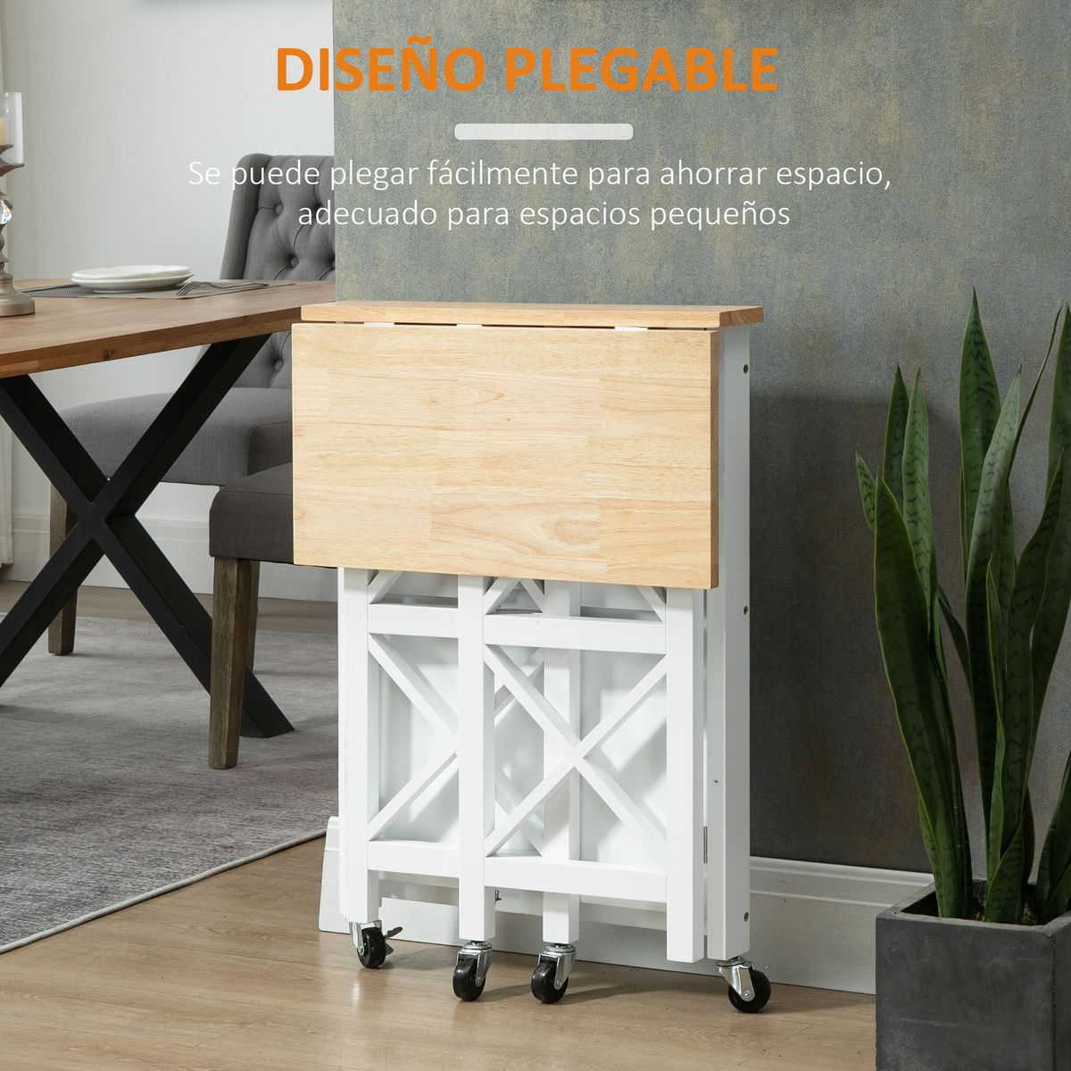 Carrito auxiliar Moniz Homcom 2 estantes con ruedas blanco 84x60x40 cm