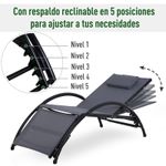 Tumbona Spa Outsunny respaldo ajustable gris 81x66x152 cm