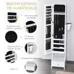 Espejo joyero Beyton Homcom ángulo ajustable blanco 158x37x30 cm