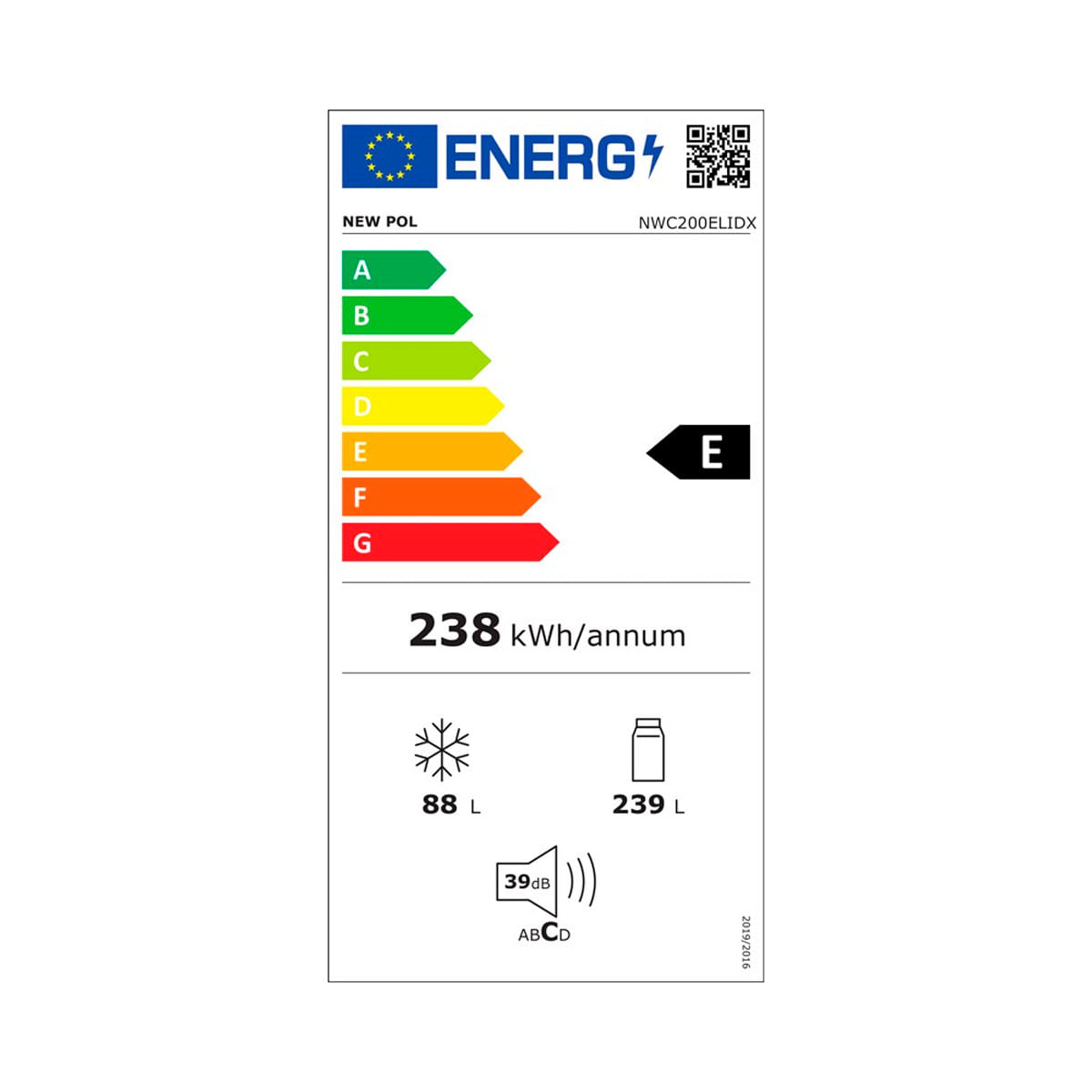 Frigorífico combi New Pol NWC200ELIDX No Frost Multicooling 327L E inox 201 cm eficiencia-energetica