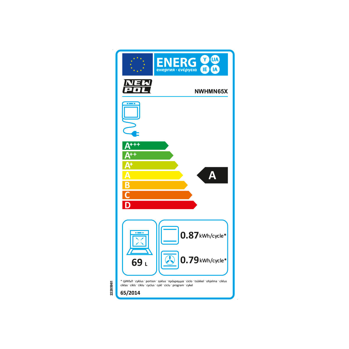 Horno New Pol NWHMN65X 69L 2300W con temporizador A inox 59,5 cm eficiencia-energetica