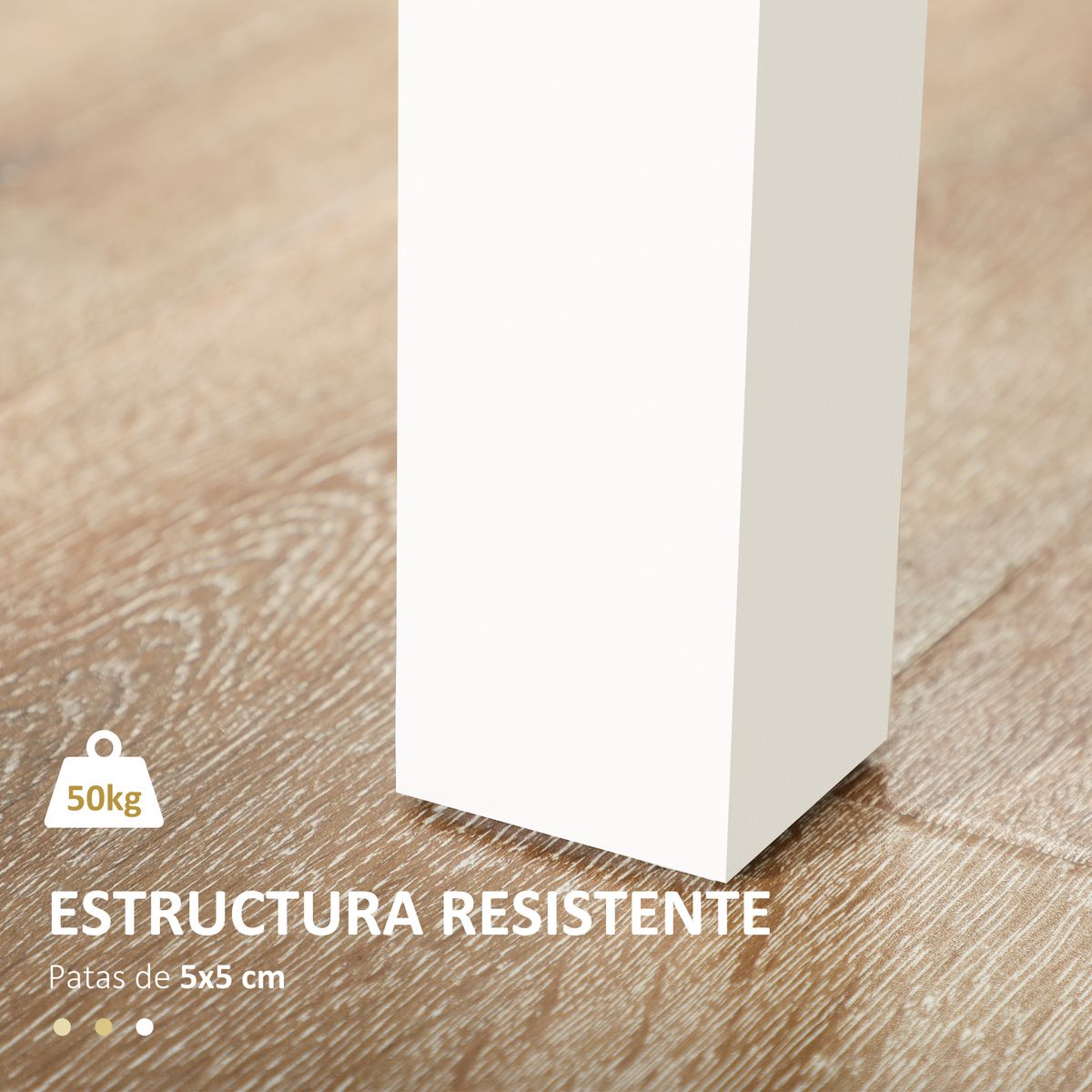 Mesa de comedor Coconut Homcom rectangular blanco/natural 75x119x70 cm 6