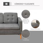 Sofá Olney Homcom 3 plazas con 3 cojines + espacio de almacenaje gris 82x166,5x62 cm
