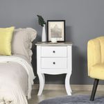 Mesita de noche Hayes Homcom 2 cajones blanco 64,5x46,5x32 cm