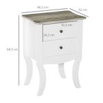 Mesita de noche Hayes Homcom 2 cajones blanco 64,5x46,5x32 cm