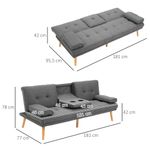 Sofá cama Cotton Homcom 3 plazas respaldo ajustable gris oscuro 78x181x77 cm