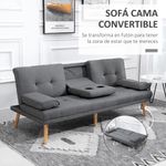Sofá cama Cotton Homcom 3 plazas respaldo ajustable gris oscuro 78x181x77 cm