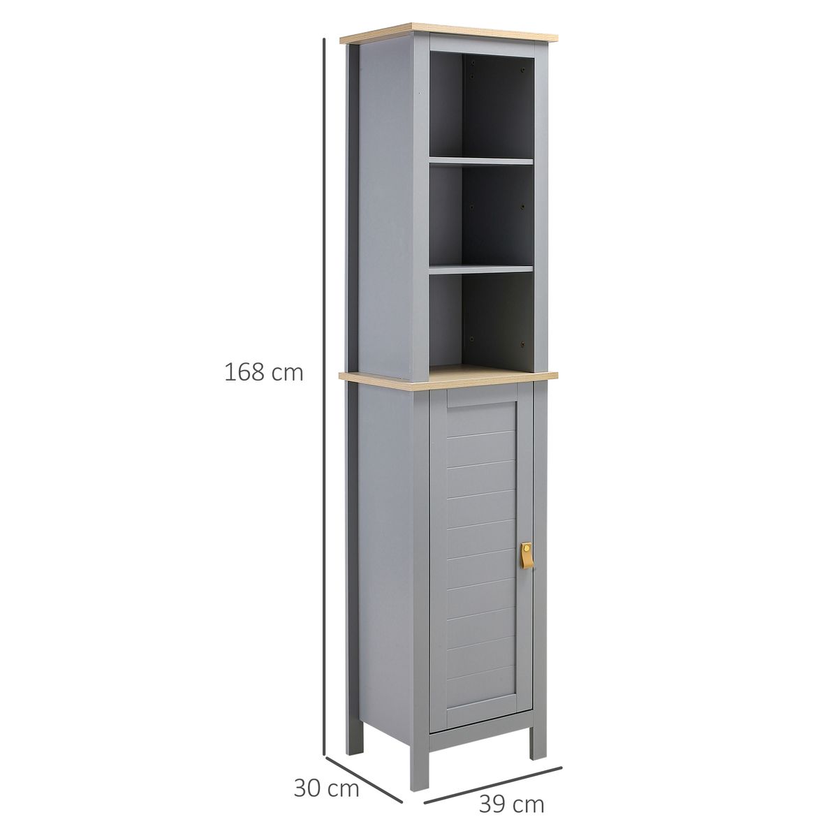 Armario auxiliar Valley Kleankin 1 puerta + 2 estantes gris 168x39x30 cm