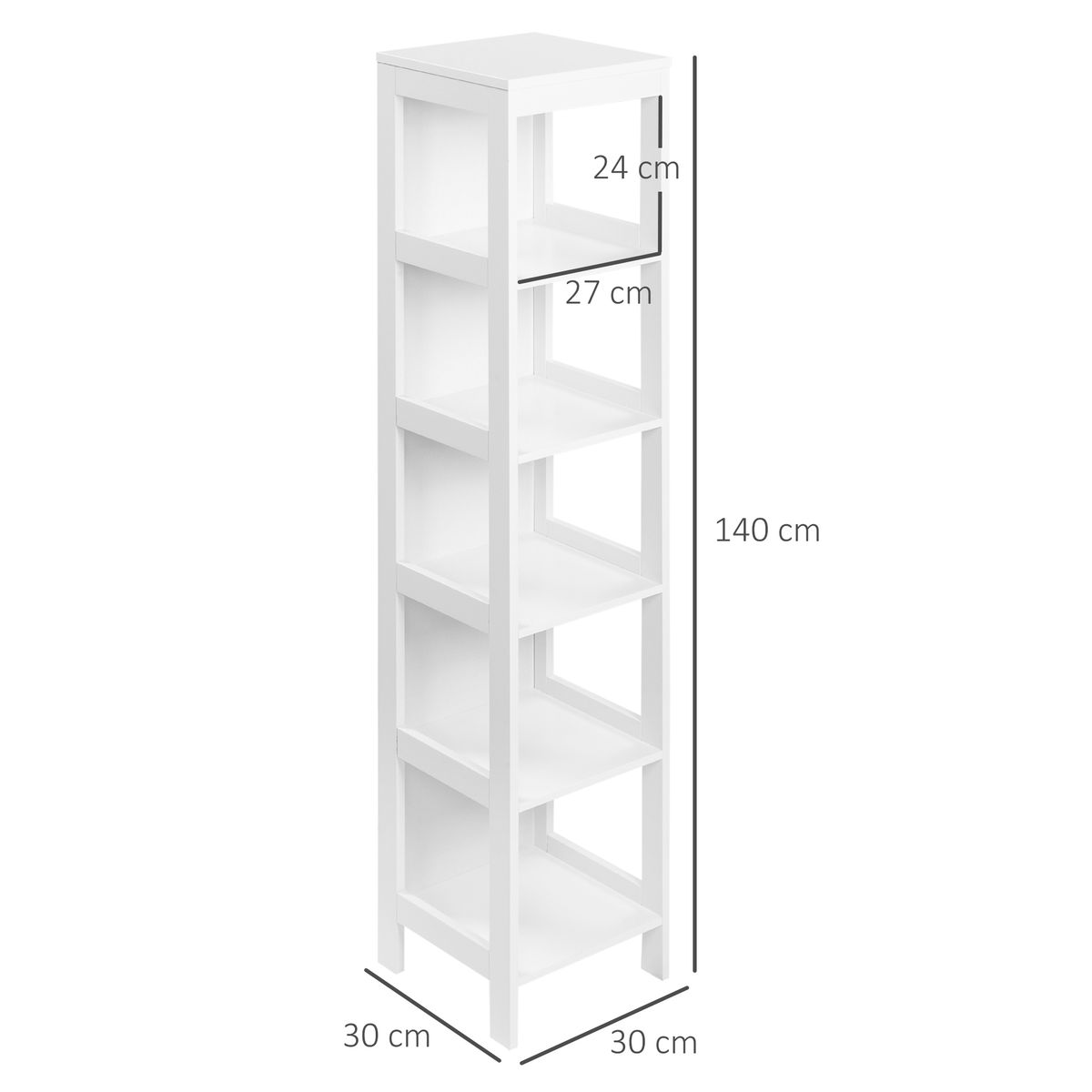 Estantería Kenton Kleankin 5 niveles blanco 140x30x30 cm