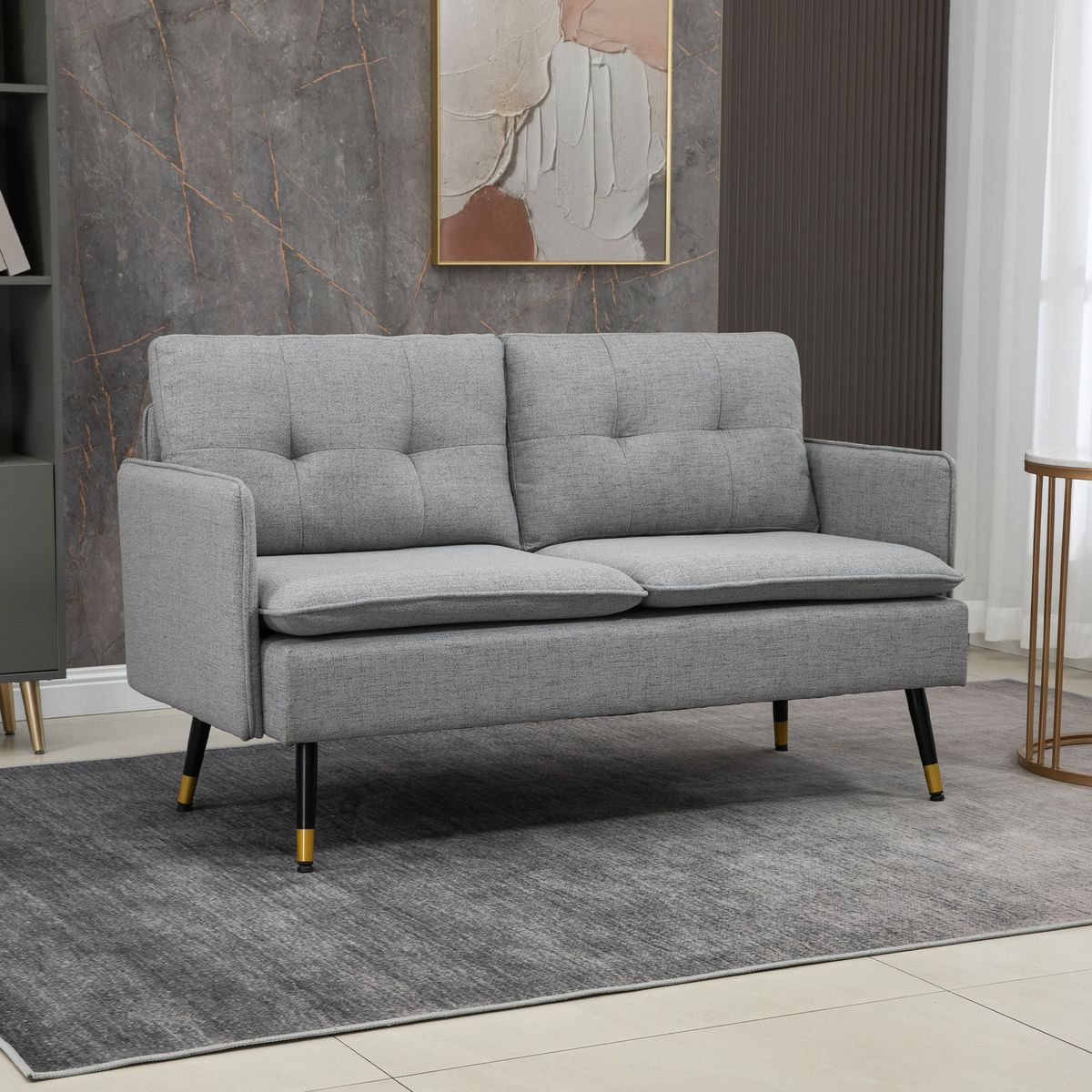 Sofá Harrow Homcom 2 plazas con 4 cojines gris 80x139x68 cm