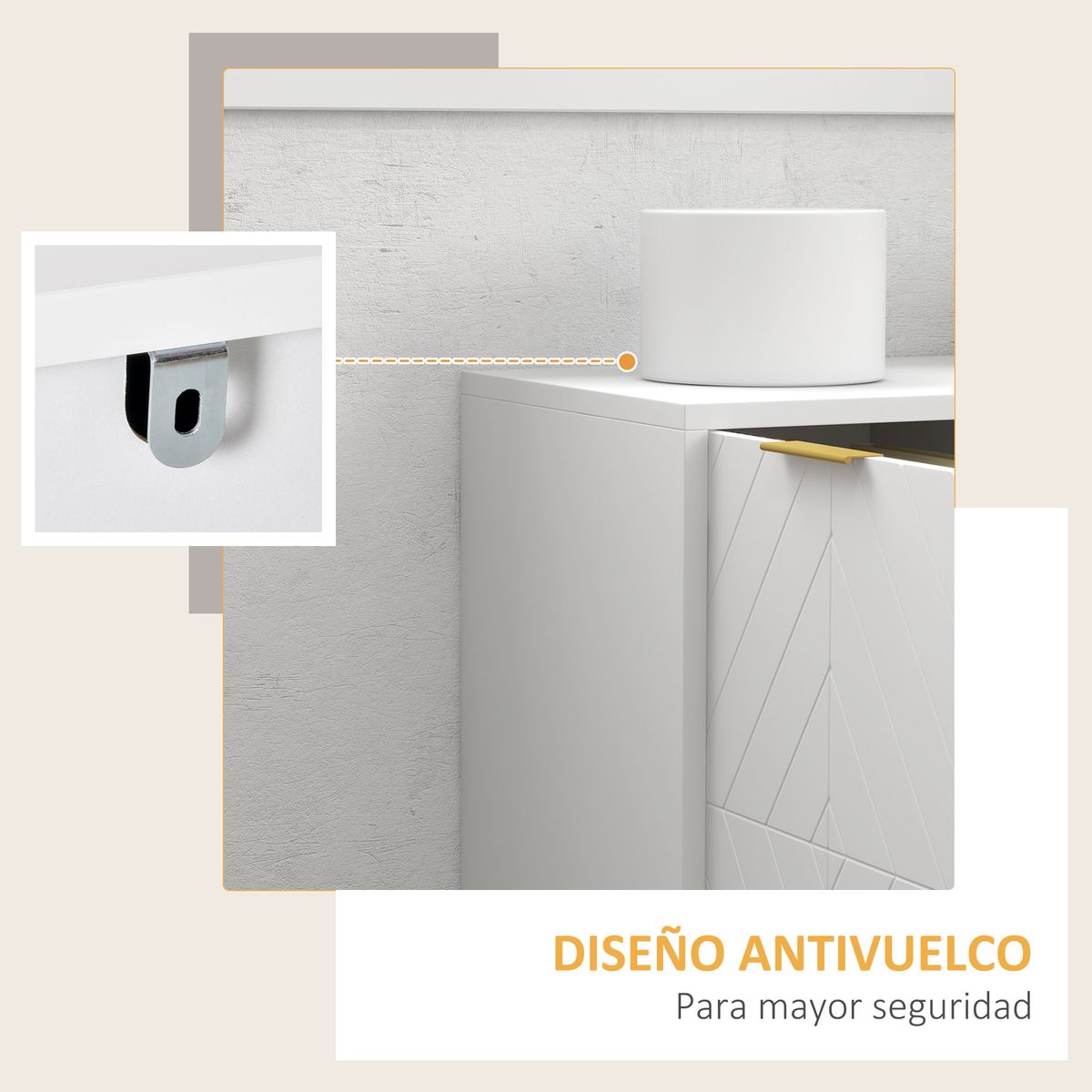 Aparador Luce Homcom 3 cajones + 2 armarios blanco 76x120x40 cm