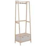 Perchero Alston Homcom 2 cajones de tela + 4 ganchos + barra natural 168x58x36 cm