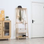 Perchero-Alston-Homcom-2-cajones-de-tela---4-ganchos---barra-natural-168x58x36-cm