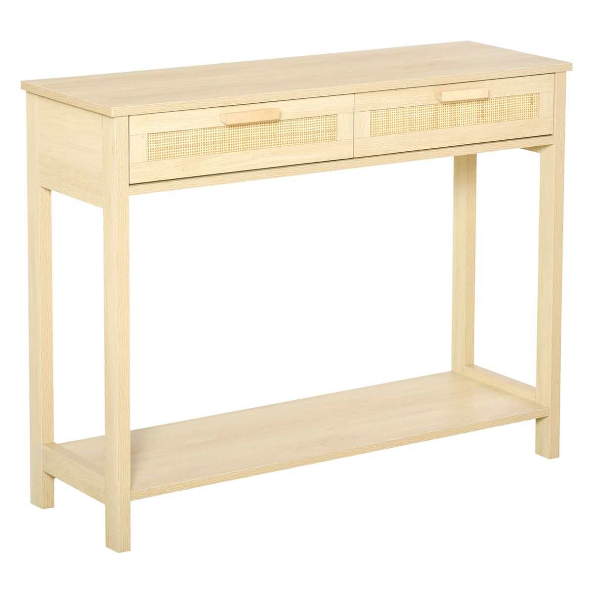 Mesa recibidor Ervie Homcom 2 cajones natural 76x100x30 cm