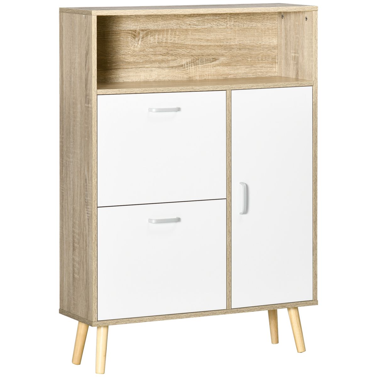 Zapatero Mahole Homcom 2 cajones + armario + estante 8 pares natural/blanco 112,5x80x25,5 cm