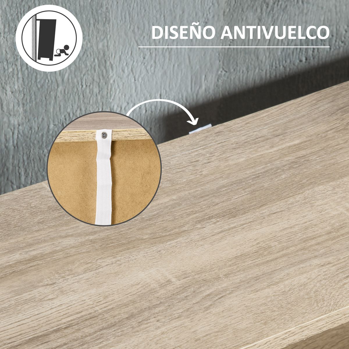 Zapatero Mahole Homcom 2 cajones + armario + estante 8 pares natural/blanco 112,5x80x25,5 cm