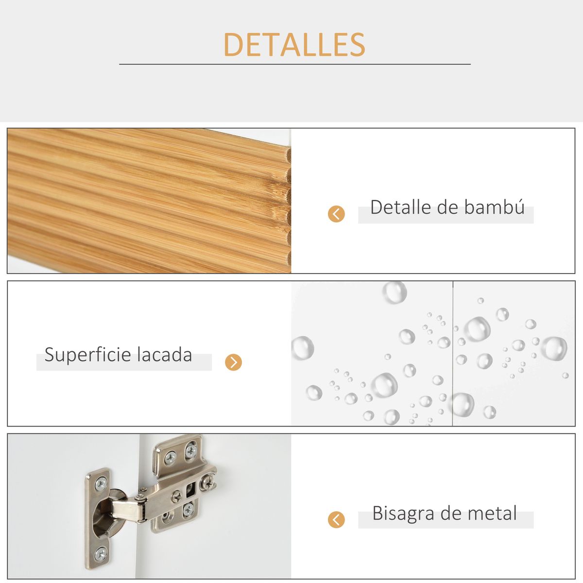 Mueble de lavabo Strade Kleankin 2 puertas + estante interior blanco/natural 60,5x60x30 cm