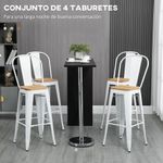 Pack de 4 taburetes Roosky Homcom altos apilables blanco/natural 117x44x48 cm