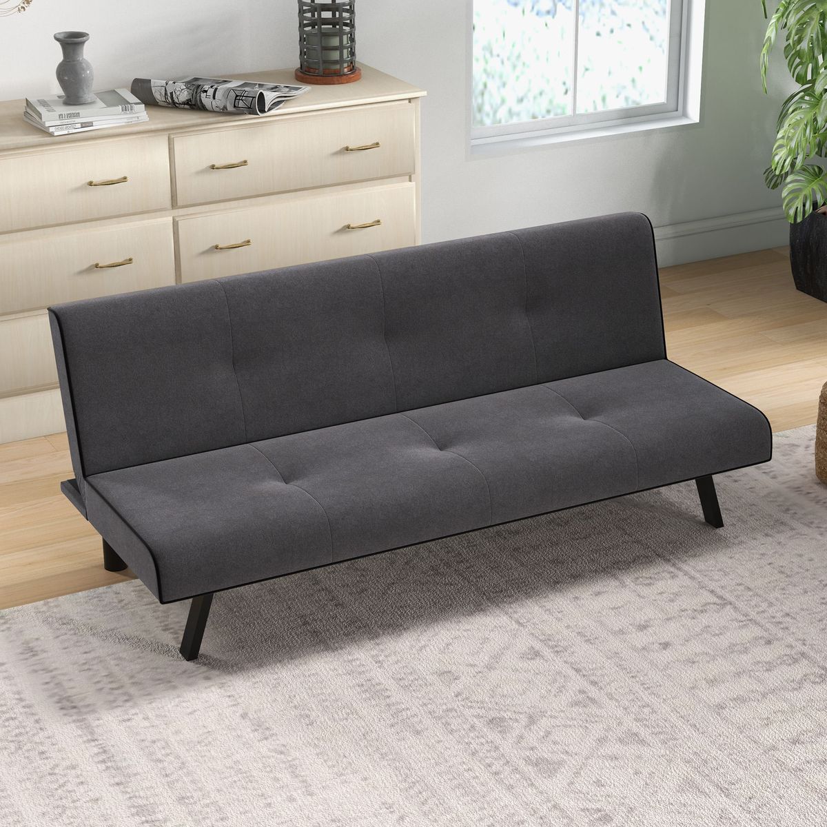 Sofá cama Sutton Homcom 3 plazas reclinable gris 72,5x170x76 cm