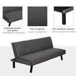 Sofá cama Sutton Homcom 3 plazas reclinable gris 72,5x170x76 cm