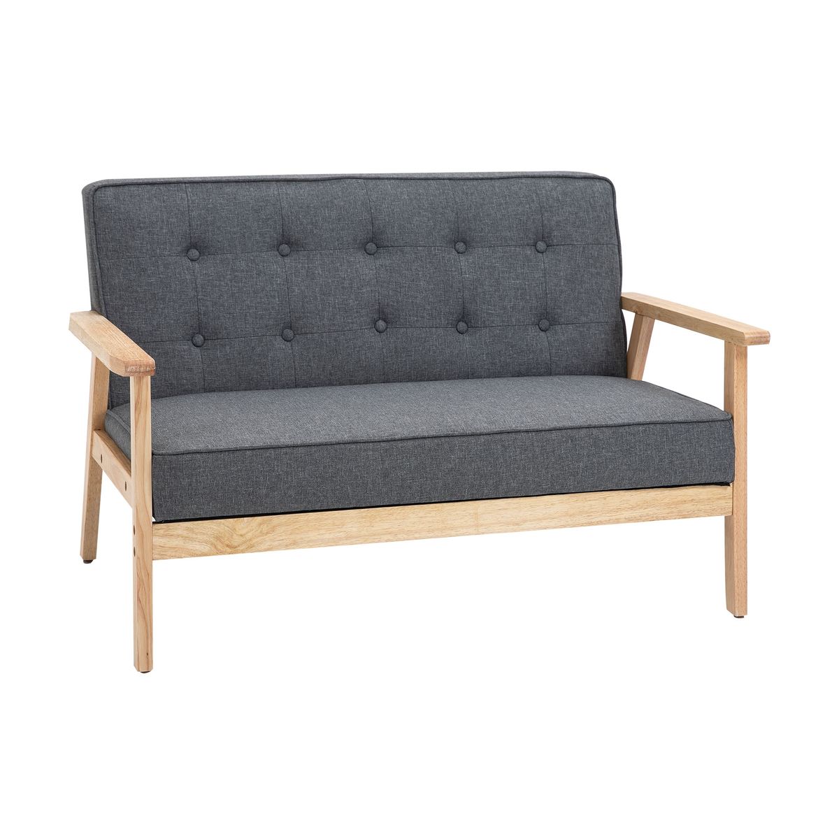 Sofá Craik Homcom 2 plazas patas antideslizantes gris 78x113x67 cm