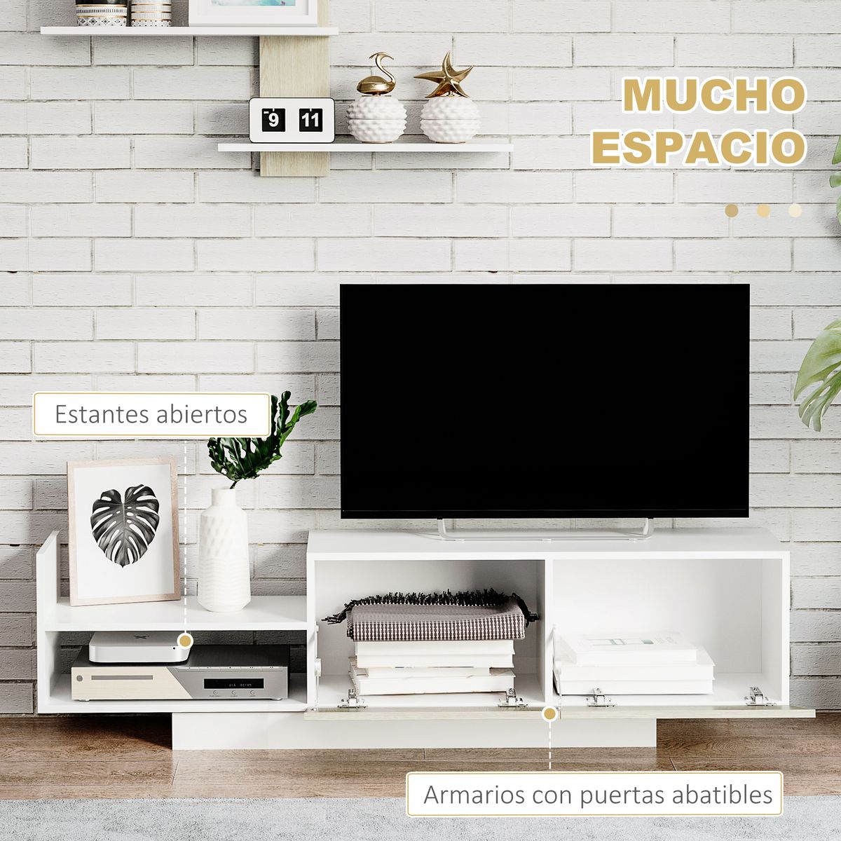 Composición de salón Antares Homcom con estantería natural
